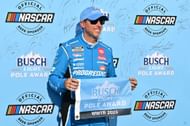 Denny Hamlin wins the pole for the NASCAR Cup Series race at Gateway. Source: Getty